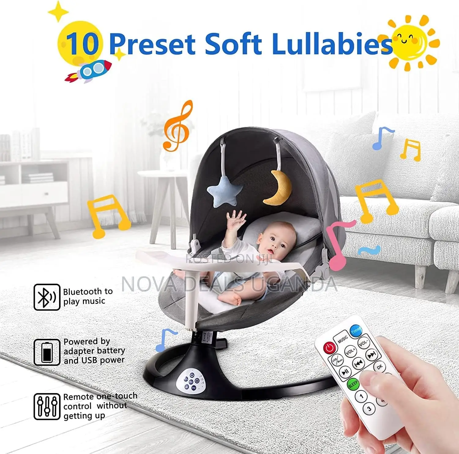 Infant Swing Electric Bluetooth Speaker for Newborns With Mosquito Net
