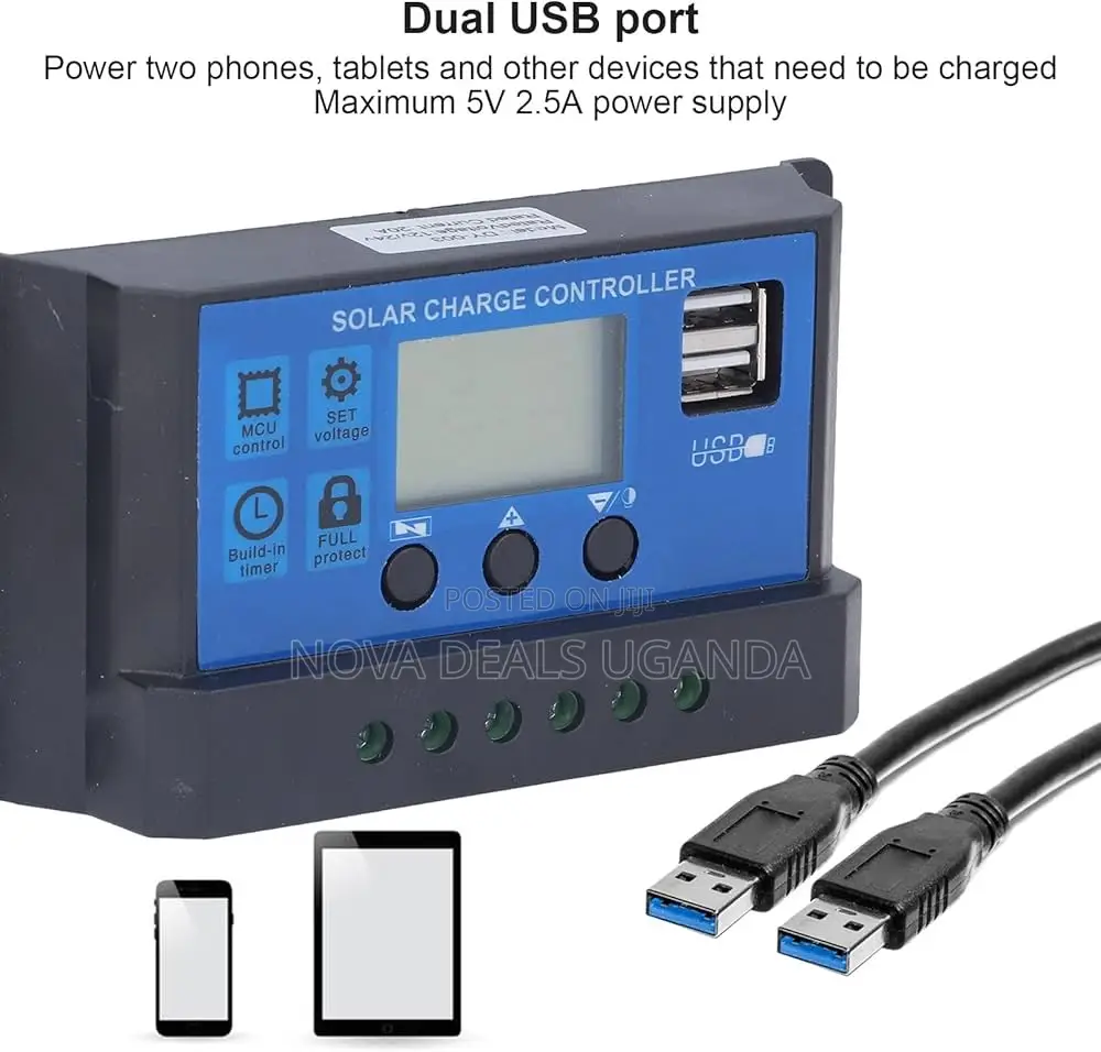 12/24v 10a PWM Solar Charge Controller With LCD Display Dual Usb Ports