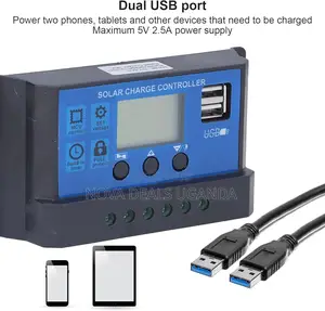12/24v 10a PWM Solar Charge Controller With LCD Display Dual Usb Ports