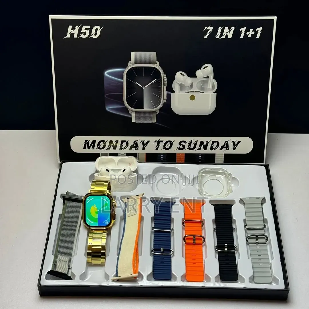 Smartwatch Complete Bundle 7 Straps Earbuds Charger