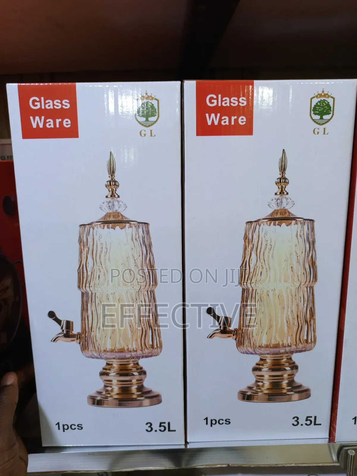 Black and White Speckled Glass Beverage Dispenser