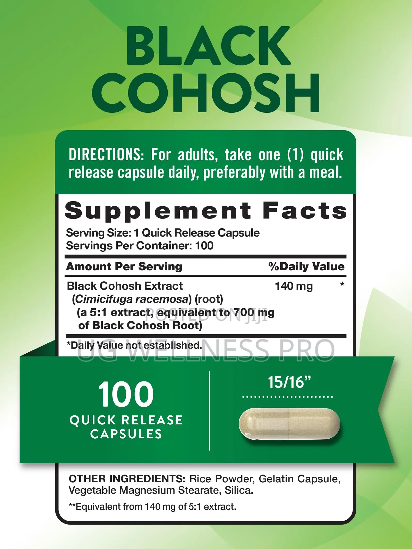 Black Cohosh for Menopause and PMS Support, Hot Flashes and Mood 100s