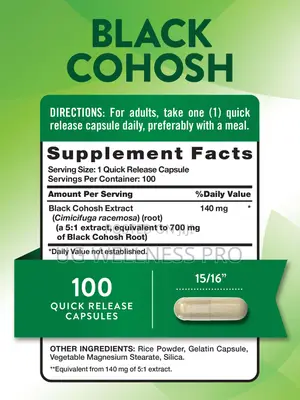 Black Cohosh for Menopause and PMS Support, Hot Flashes and Mood 100s