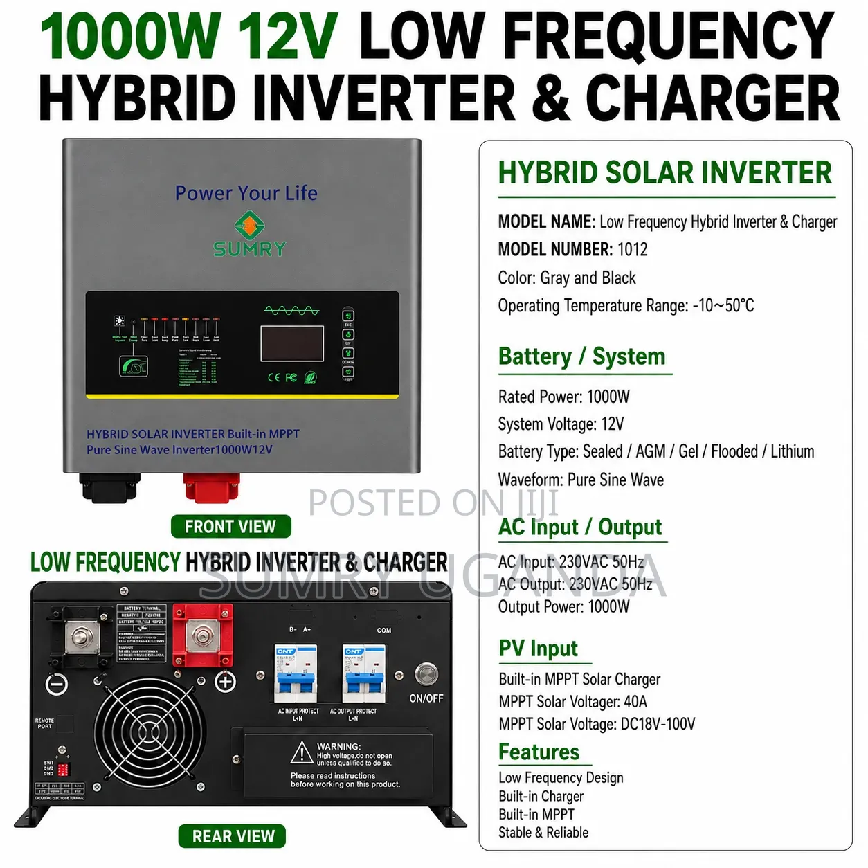 Hybrid Inverter 1000w 12v