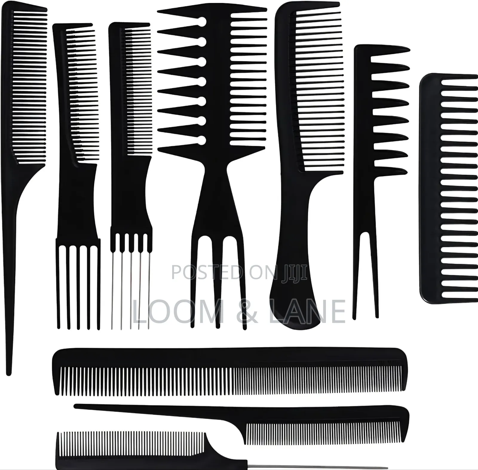 10-Piece Professional Black Hair Styling Comb Set
