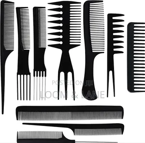 10-Piece Professional Black Hair Styling Comb Set