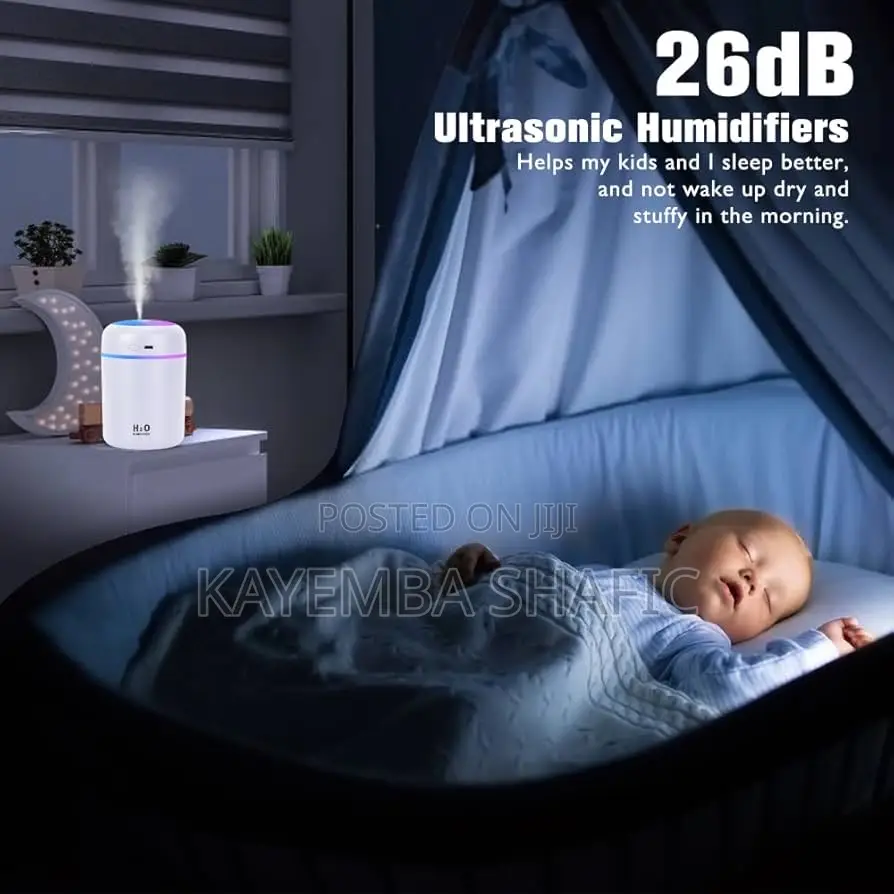 Portable H2o Usb Mini Humidifier With Colorful Led Light - 300ml