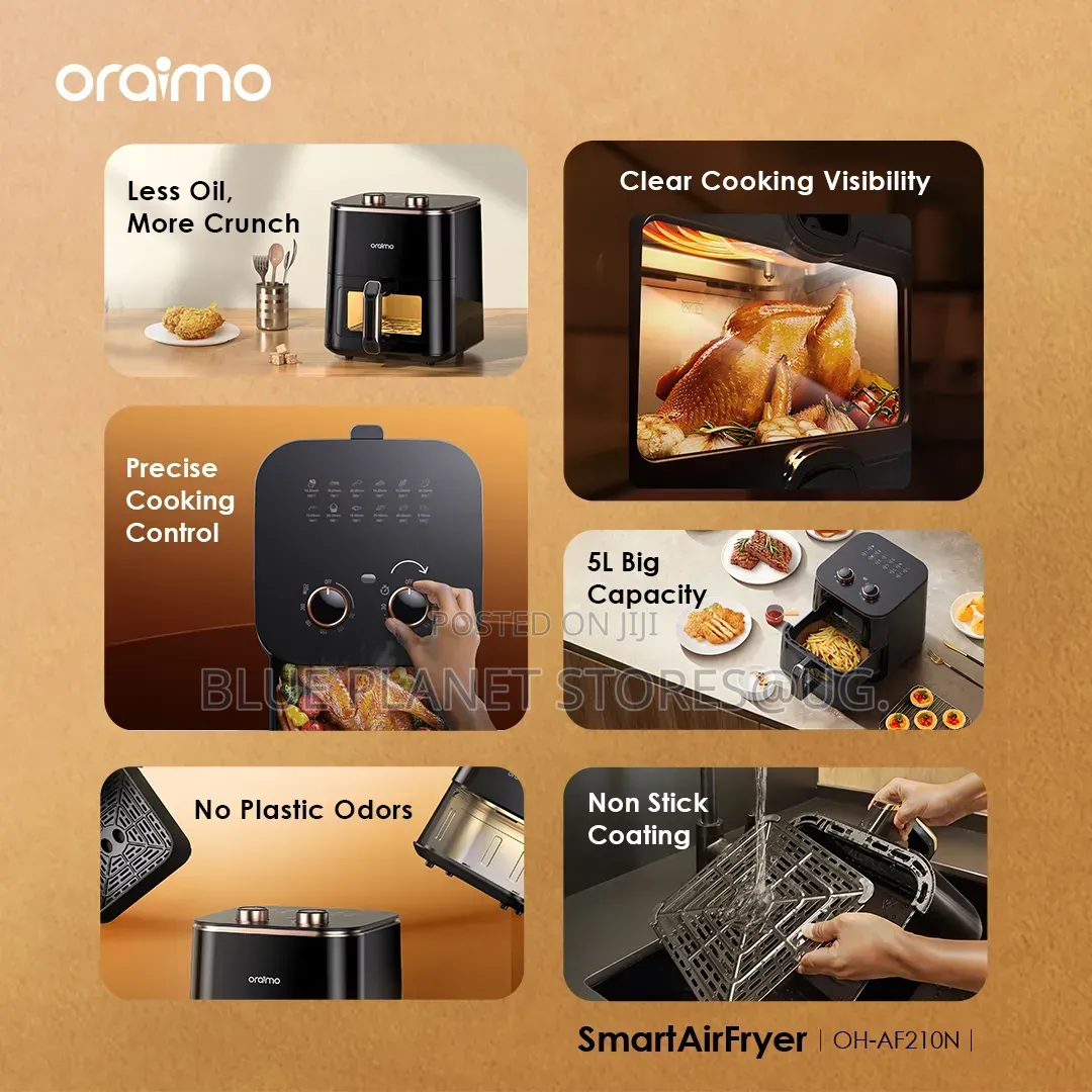 Oraimo 5.0litres Smart Airfryers \\ 1500w \\ Oh-Af210n