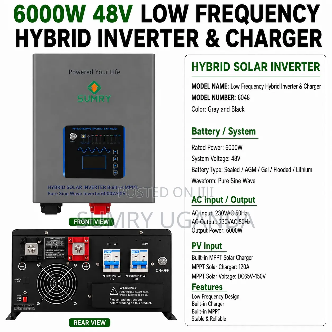 6000w 48v Low Frequency Hybrid Inverter