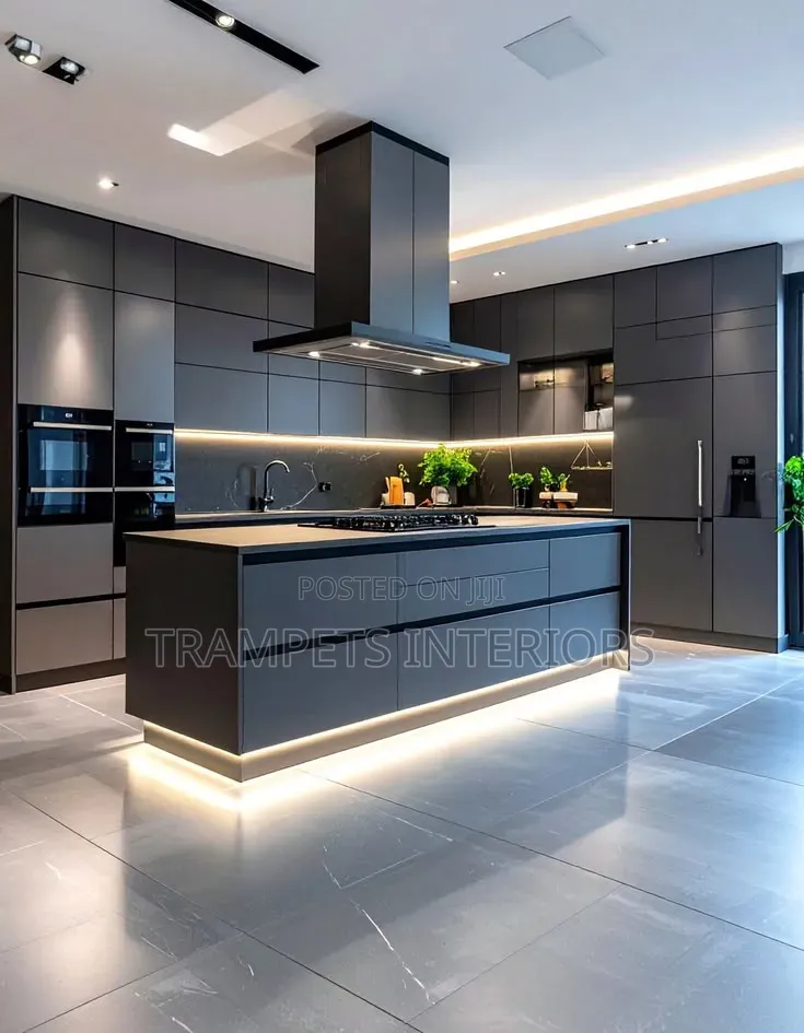 Kitchen Cabinet in Dark Kitchen Island From 900000 Per Running Metre