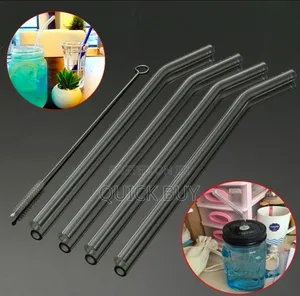 New Reusable Bent Glass Drinking Straws