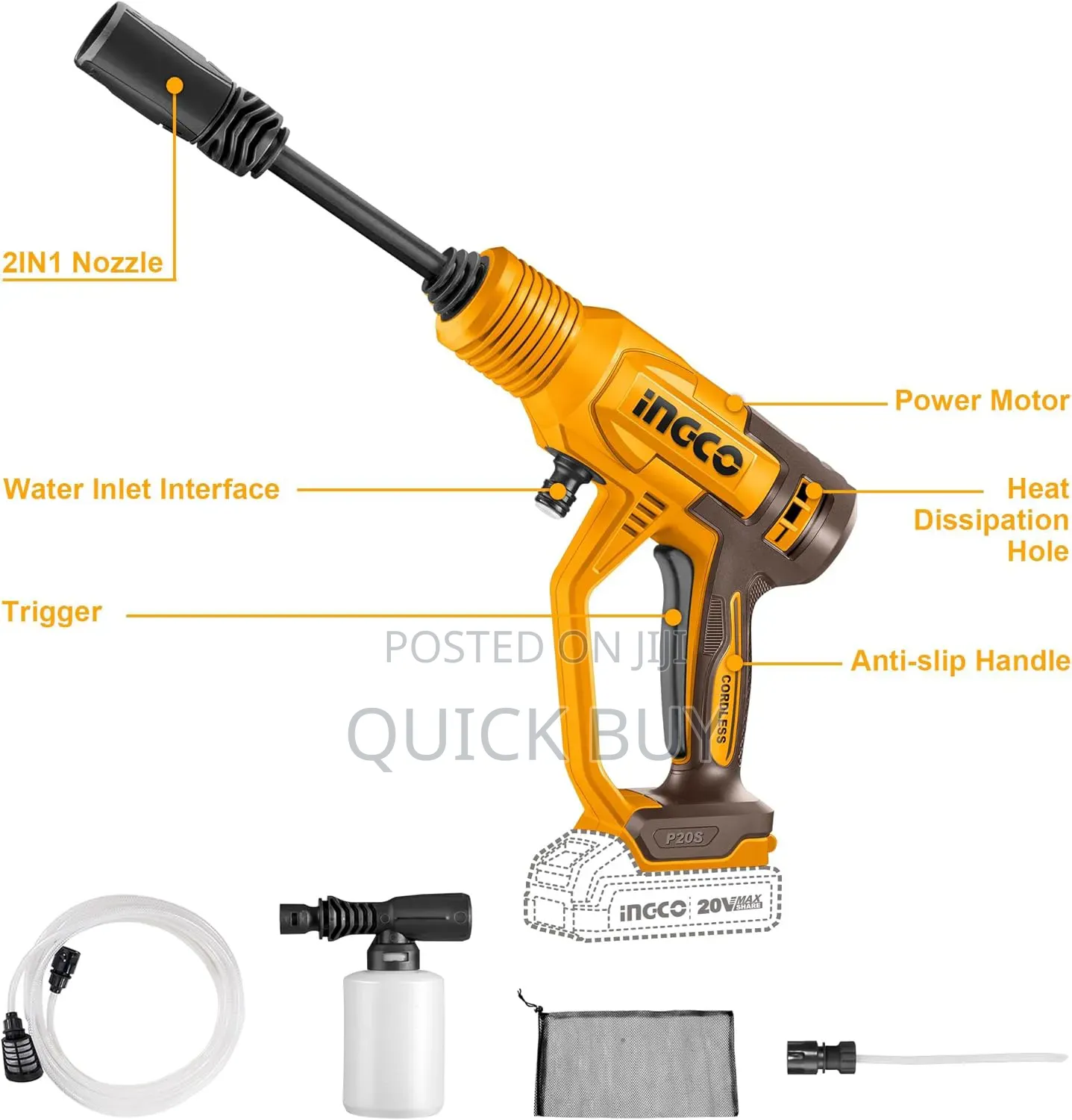 Ingco 20v Cordless Pressure Washer
