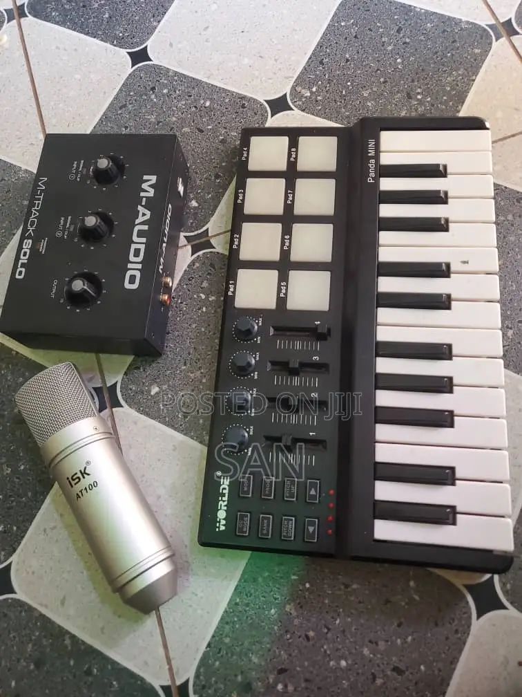 3 Music Gears , Midi Piano 25keys , Condenser Microphone And Soundcard