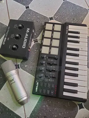 3 Music Gears , Midi Piano 25keys , Condenser Microphone And Soundcard