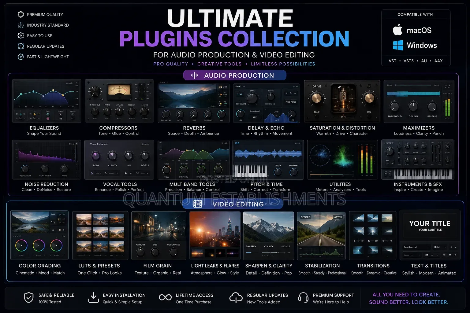 Plugins Collection for Audio Production and Video Production | Win/Mac