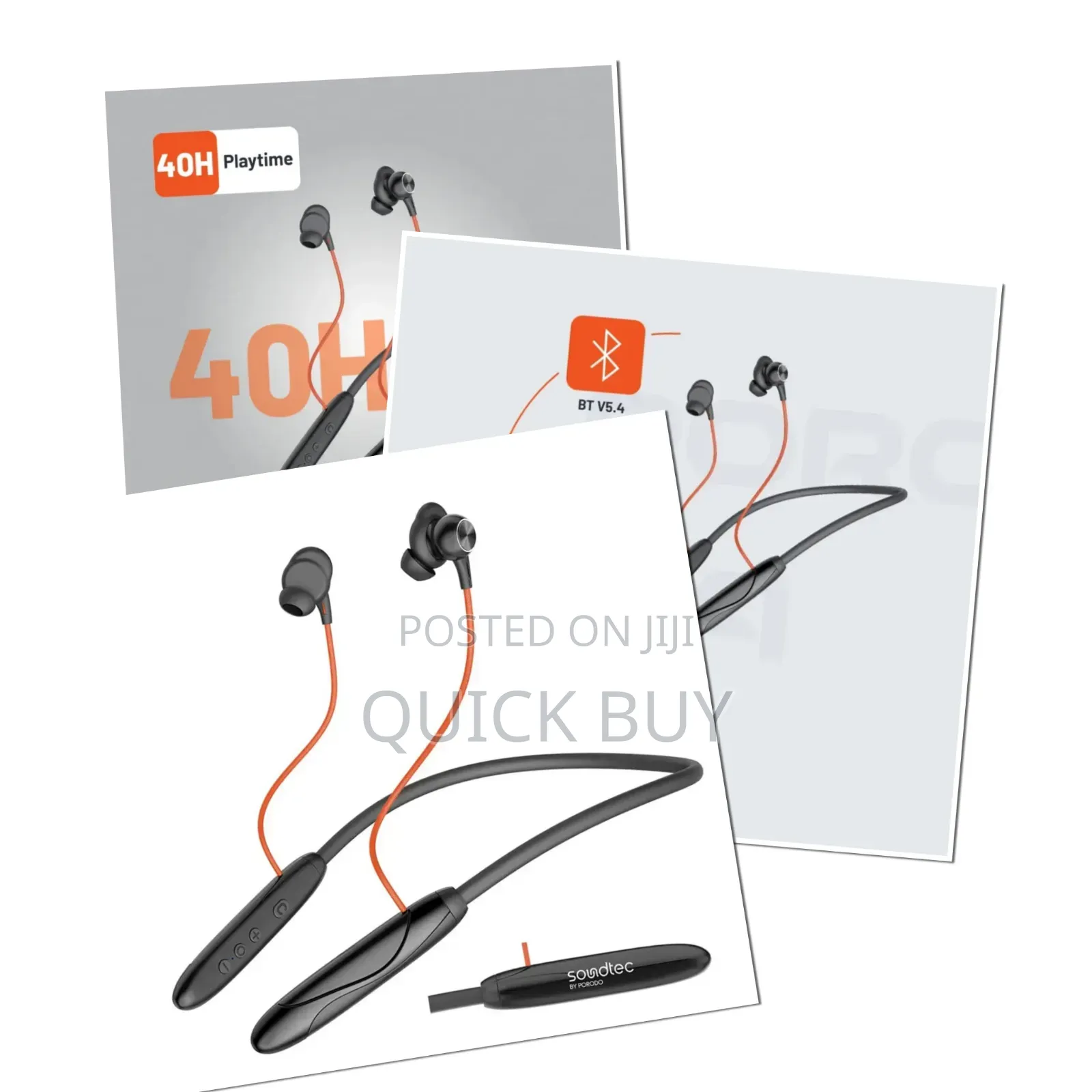 Porodo Soundtec Echo Flex Magnetic Buds Wireless Neckband Earphones