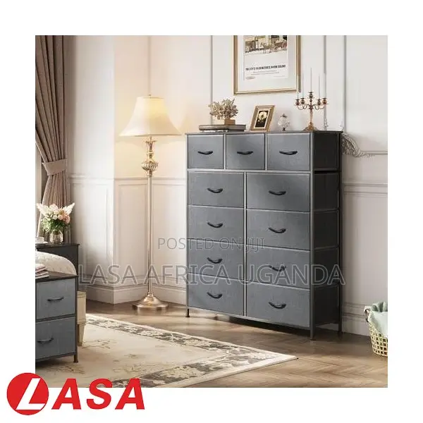 11-Tier Fabric Cabinet Dark Grey Heavy-Duty.
