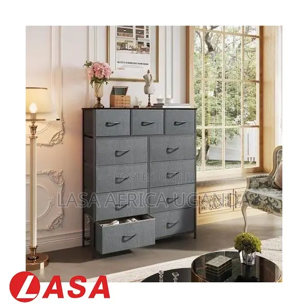 11-Tier Fabric Cabinet Dark Grey Heavy-Duty.