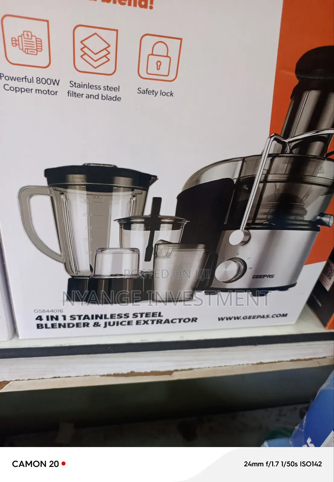 Geepas 4-in-1 Stainless Steel Blender Juice Extractor Model Gsb44016