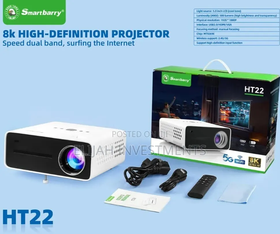 Smartberry Ht22 Ultra Hd Smart Android Projector With 5g Wifi.