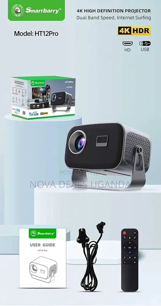 Smartbarry Ht12 Pro Ultra Hd Smart Projector, Portable Home Theatre