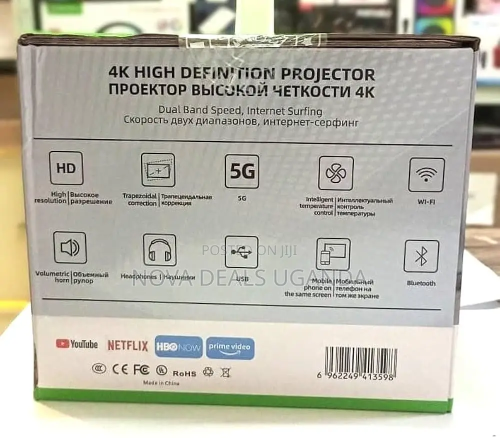 Smartbarry Ht12 Pro Ultra Hd Smart Projector, Portable Home Theatre