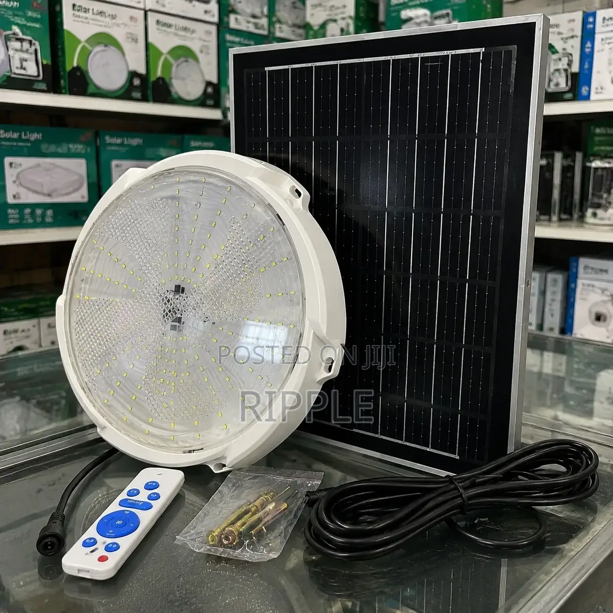 200w Solar Ceiling Light With Panel Remote Control Indoor Lighting
