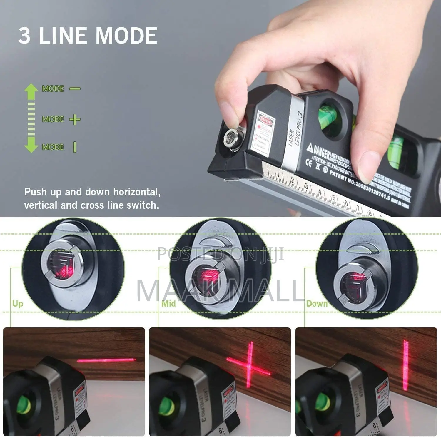 Mythco Multipurpose Laser Level Line Tool Kit /W Metric Rulers