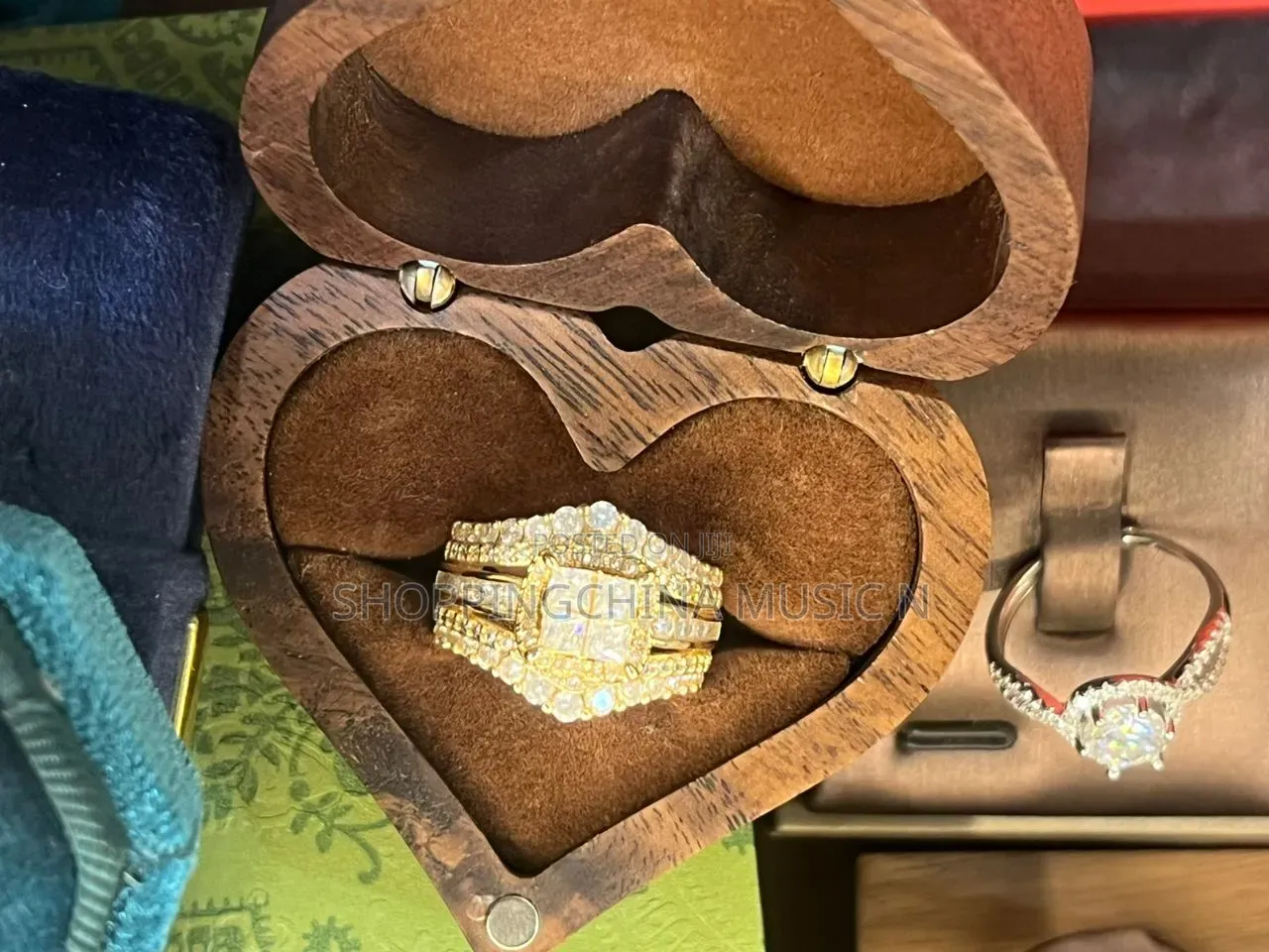Engagement Ring Gold 3 in One Not Separable