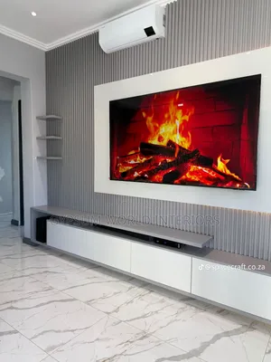 Flutted Paneled Tv Wall Unit