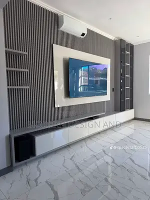 Flutted Paneled Tv Wall Unit