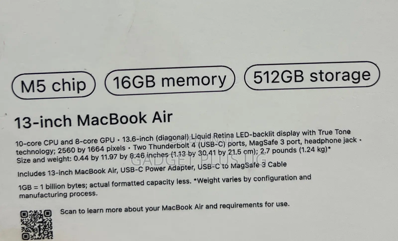 New Laptop Apple MacBook Air 2026 M5 16GB Apple M5 SSD 512GB