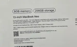 New Laptop Apple MacBook Neo 2026 8GB SSD 256GB