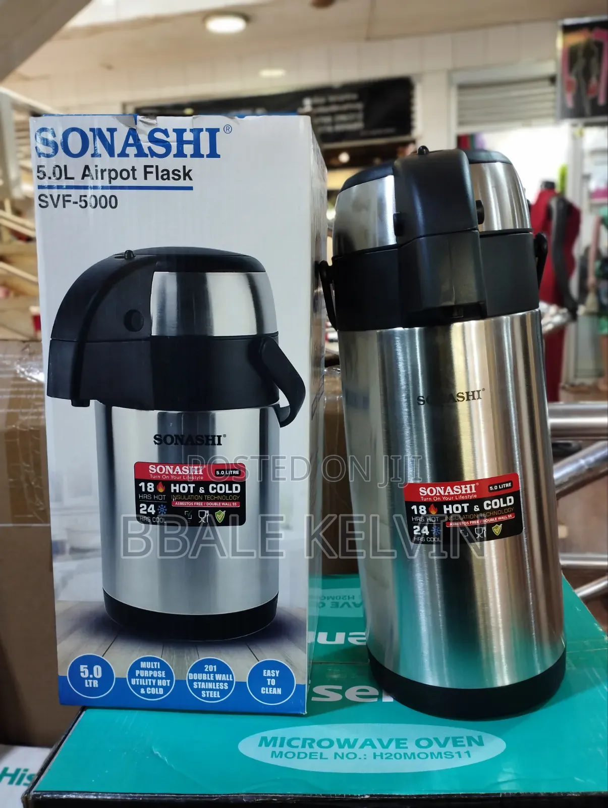 Sonashi 5l Airport Flask 18hrs Hot 24hrs Cool Big Capacity