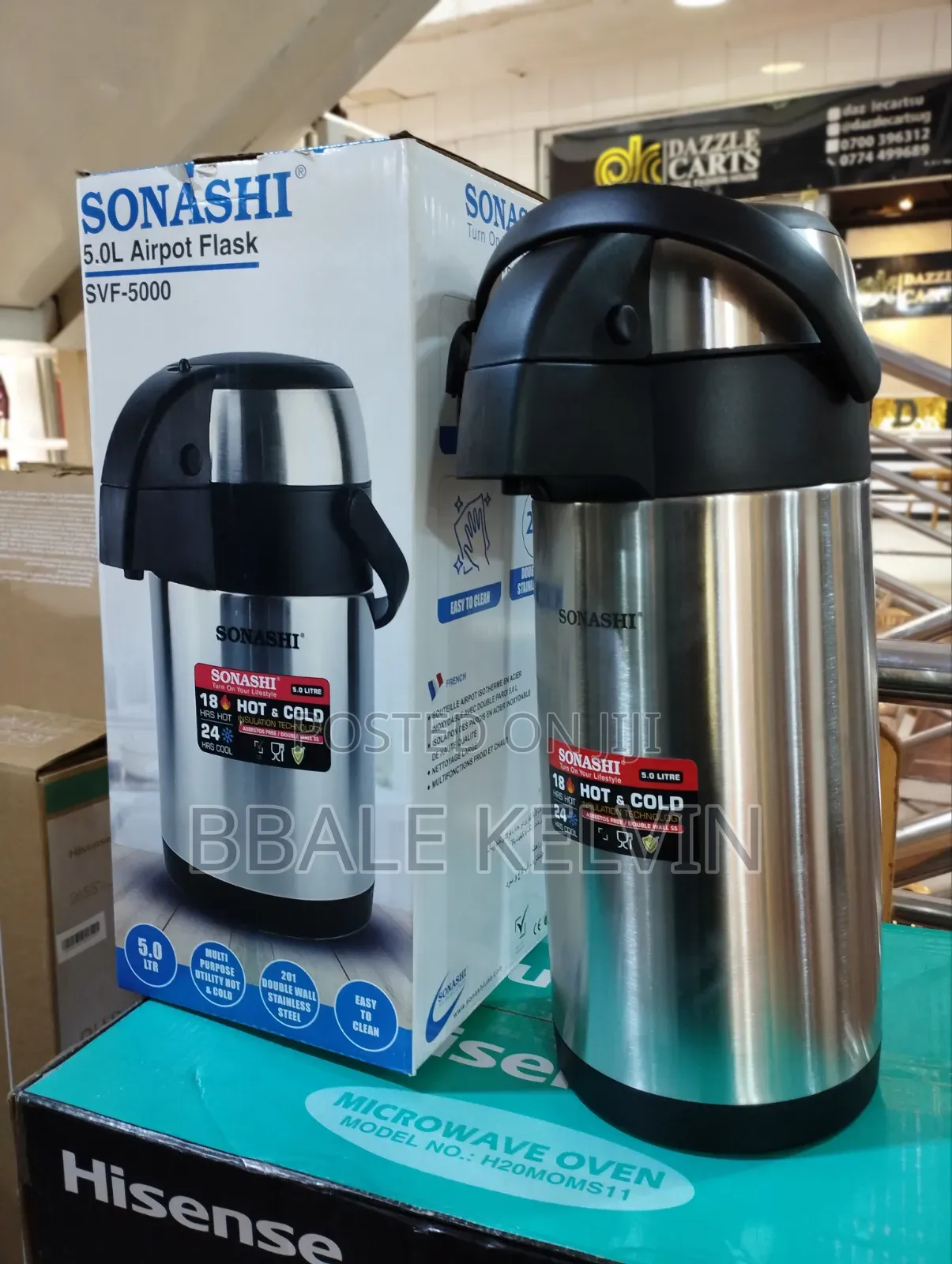 Sonashi 5l Airport Flask 18hrs Hot 24hrs Cool Big Capacity