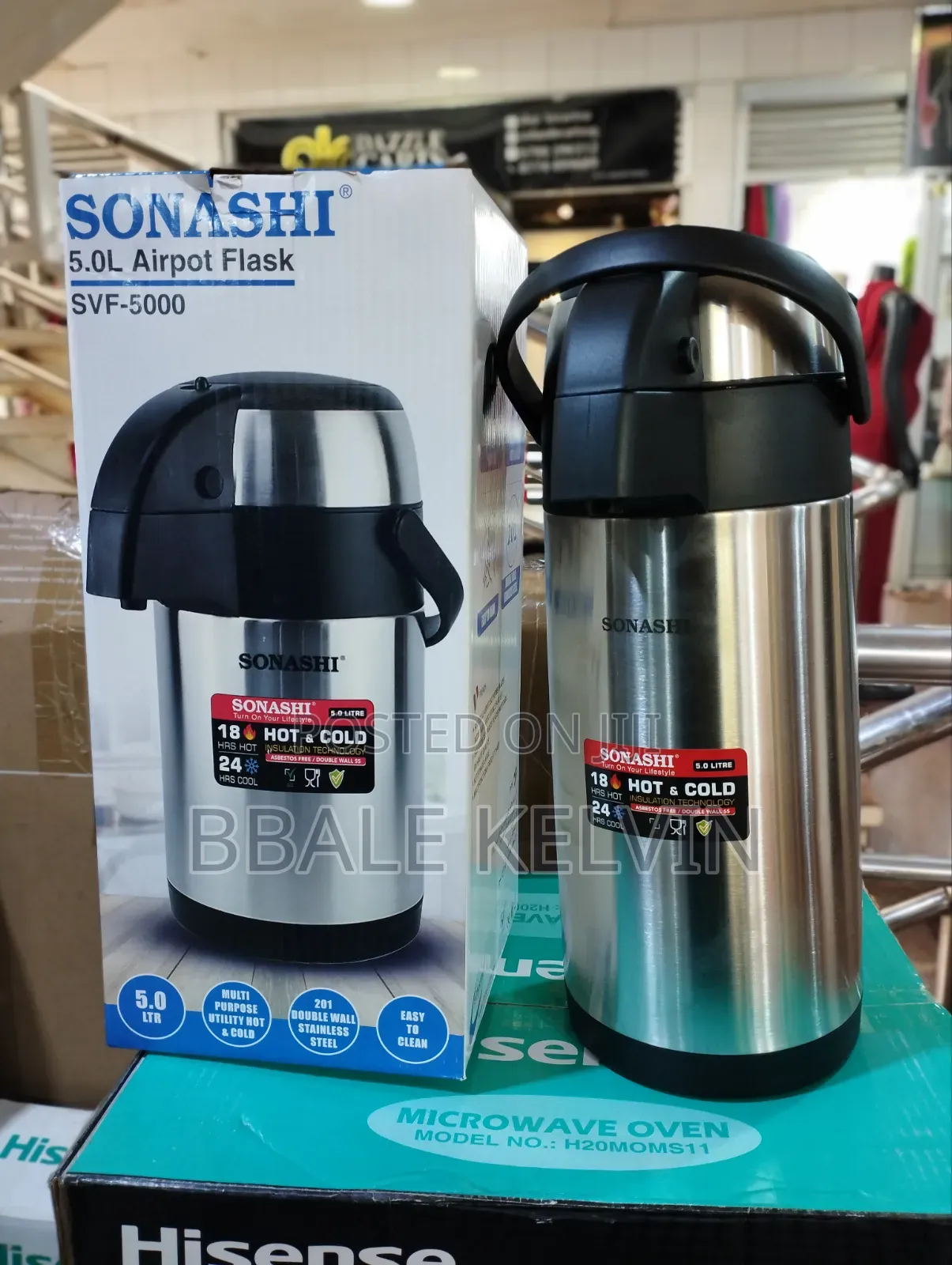 Sonashi 5l Airport Flask 18hrs Hot 24hrs Cool Big Capacity
