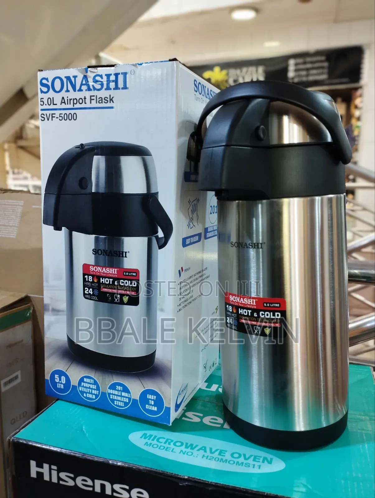Sonashi 5l Airport Flask 18hrs Hot 24hrs Cool Big Capacity