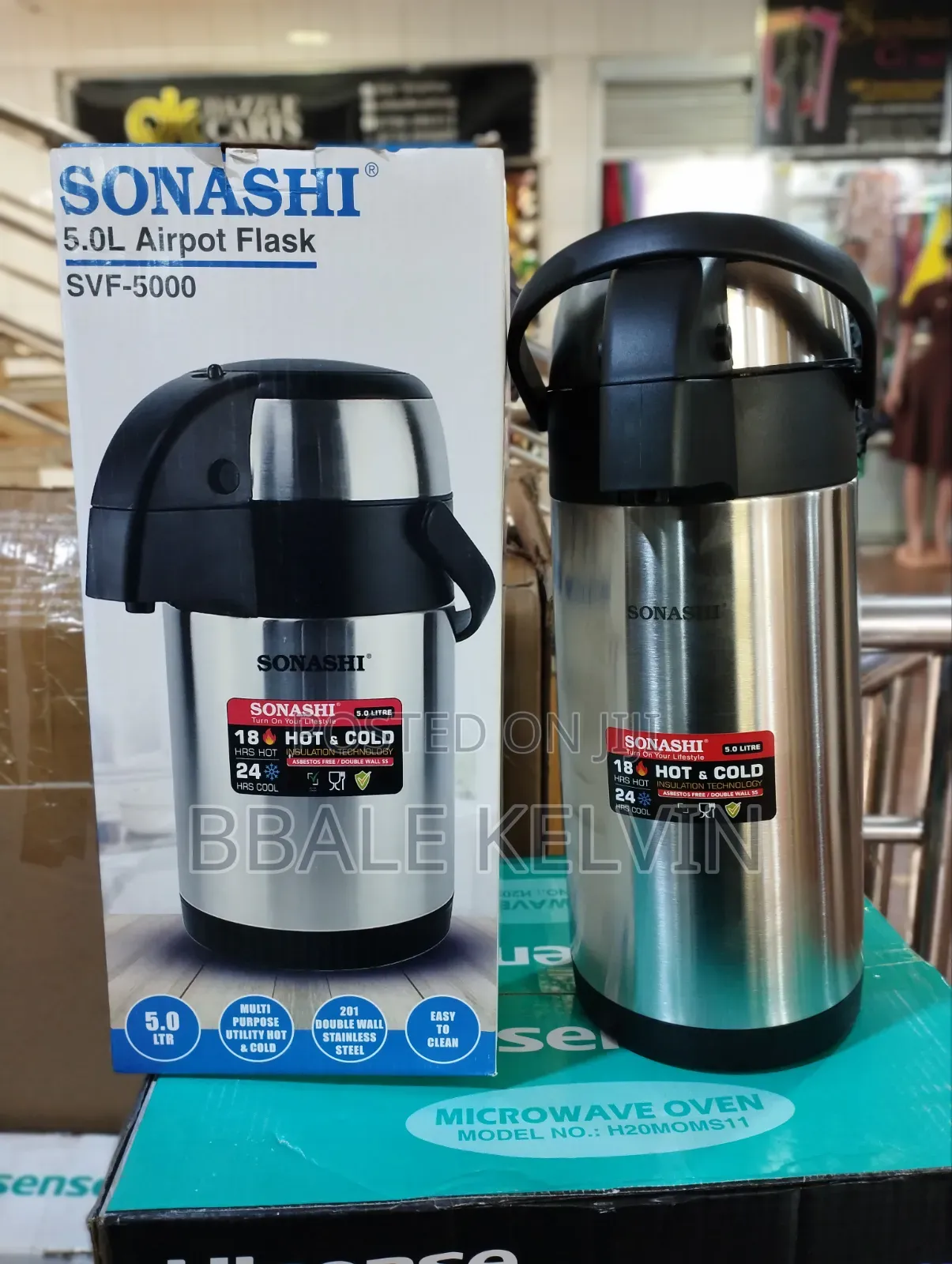 Sonashi 5l Airport Flask 18hrs Hot 24hrs Cool Big Capacity