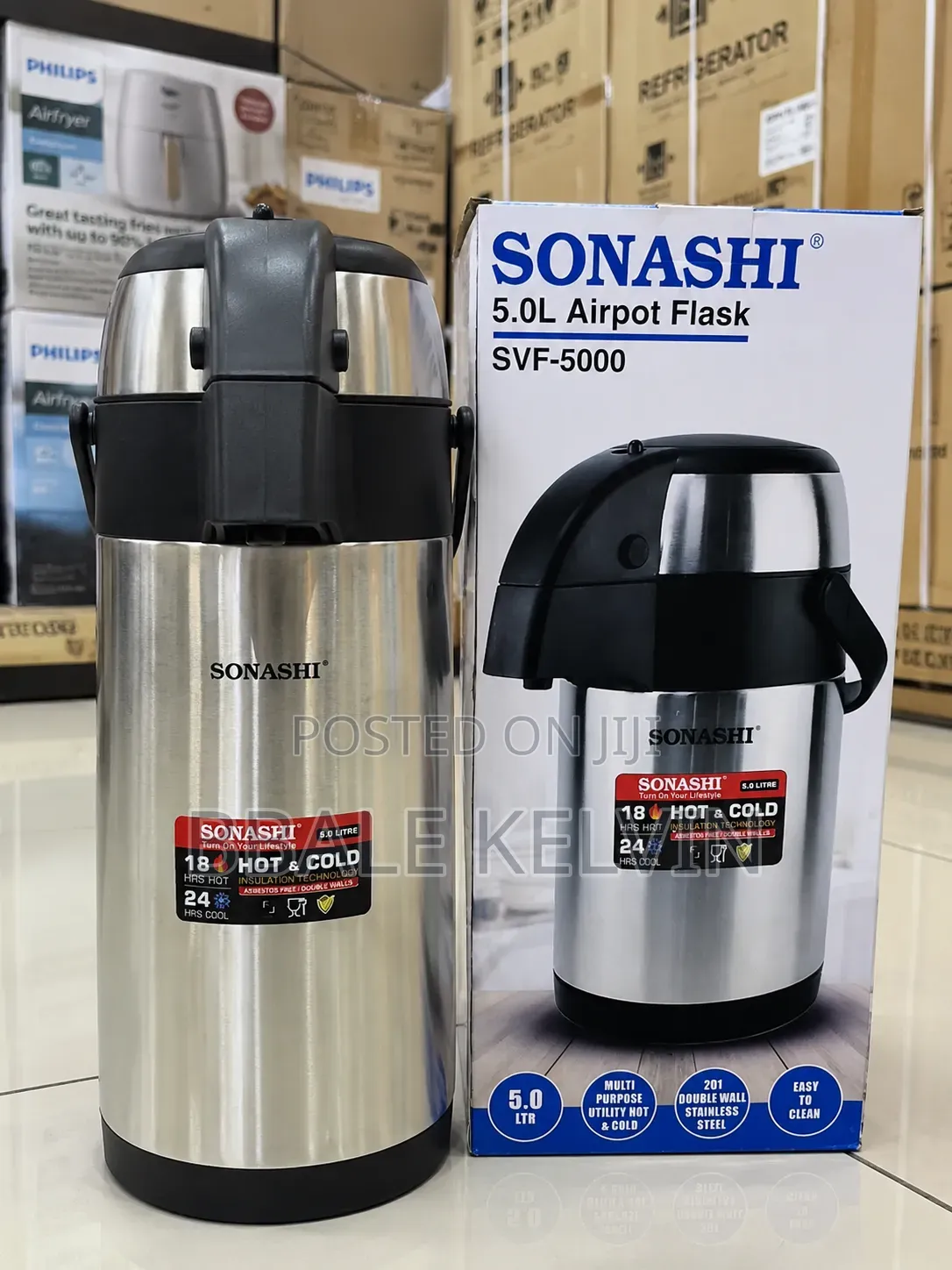 Sonashi 5l Airport Flask 18hrs Hot 24hrs Cool Big Capacity
