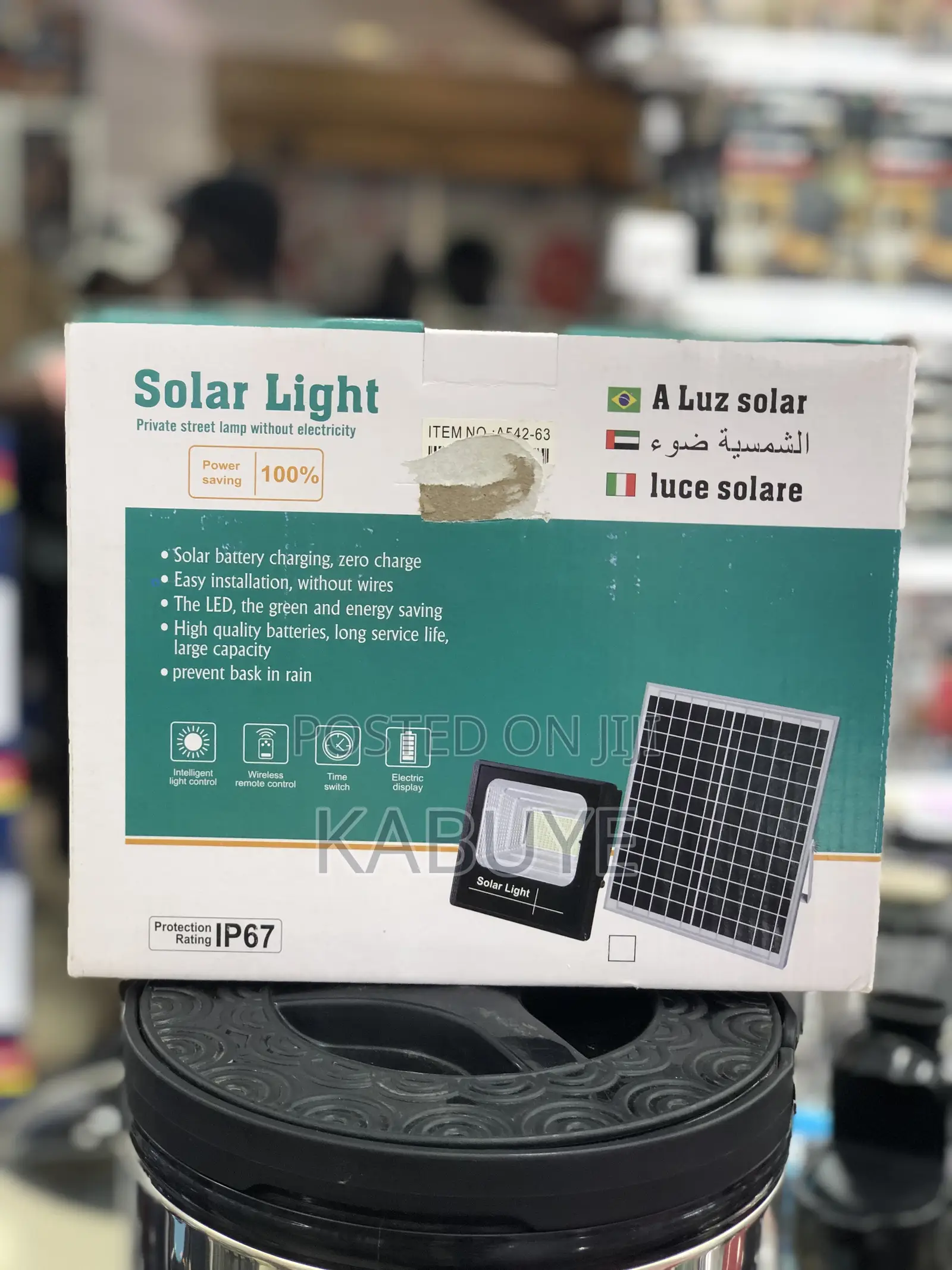 Generic Solar Flood Light With Remote Control and Solar Panel