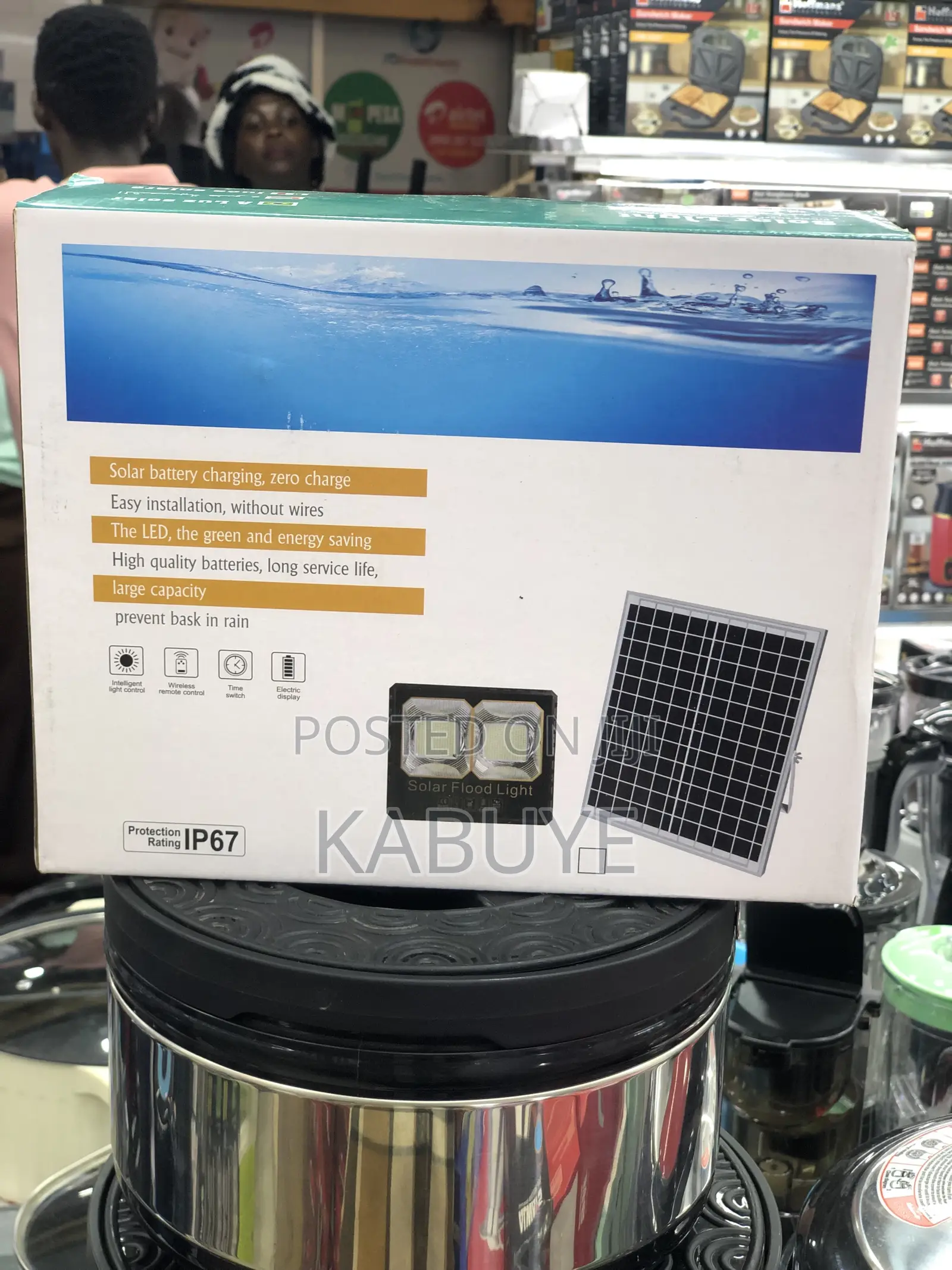 Generic Solar Flood Light With Remote Control and Solar Panel