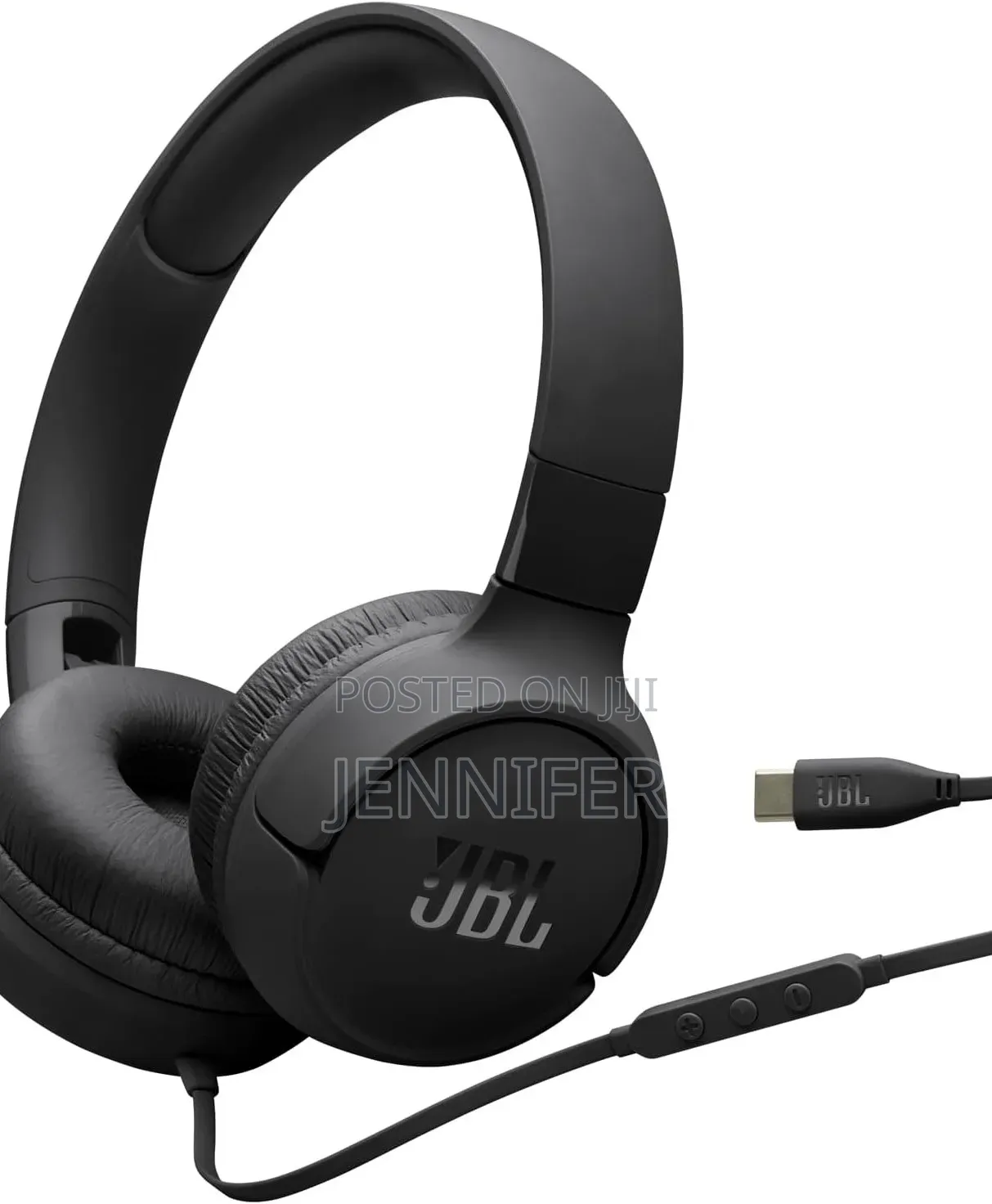 JBL Tune 520c Wired on-Ear Headphones in Black.