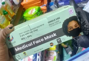 50pc B-safe, Black, 3-ply Non-woven Polypropylene Medical Face Masks