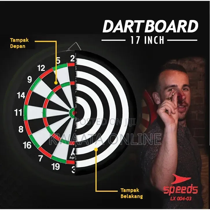 17inch Dart Board, Sports, Game, Sisal Bristle With 6 Steel Tip Darts