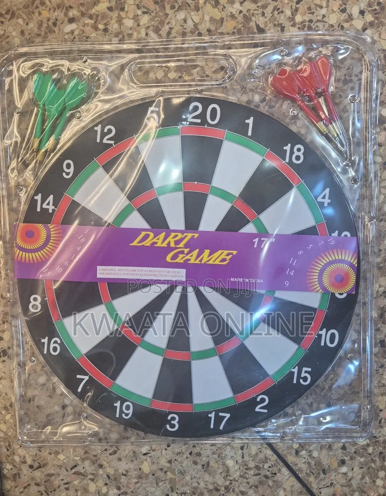 17inch Dart Board, Sports, Game, Sisal Bristle With 6 Steel Tip Darts