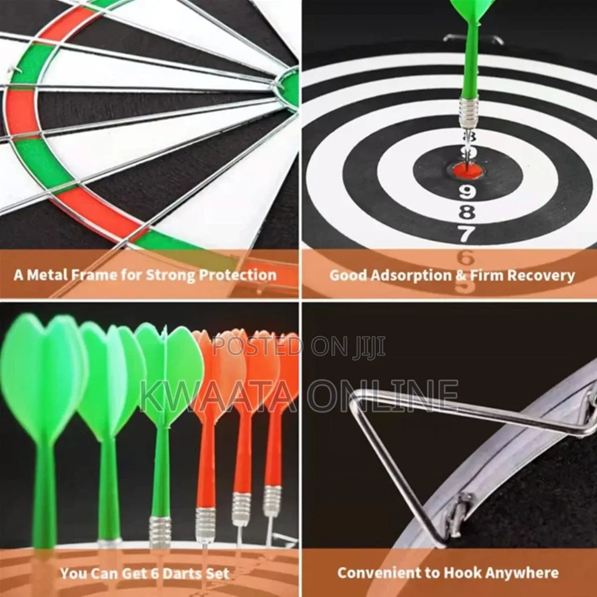 17inch Dart Board, Sports, Game, Sisal Bristle With 6 Steel Tip Darts