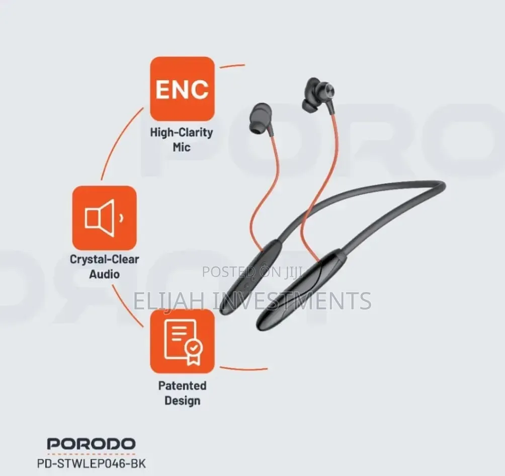 Porodo Soundtec Echo Flex Magnetic Buds Wireless Neckband Earphones