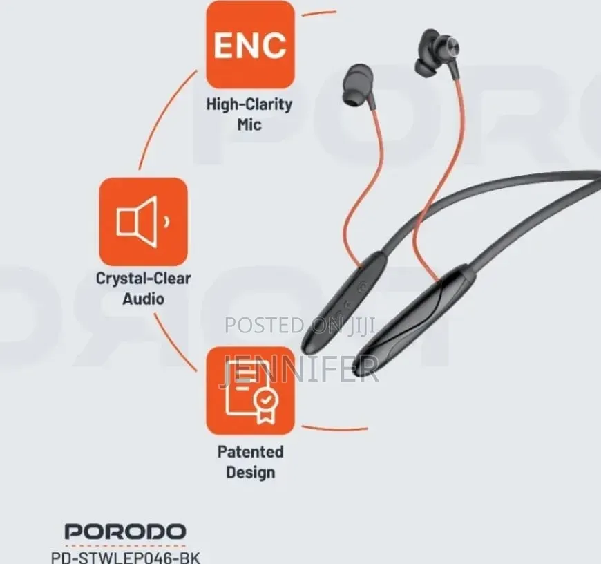 Porodo Soundtec Echo Flex Magnetic Buds Wireless Neckband Earphones