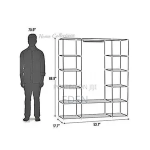 3-Column Cloth Frame Portable Wardrobe Storage - Maroon