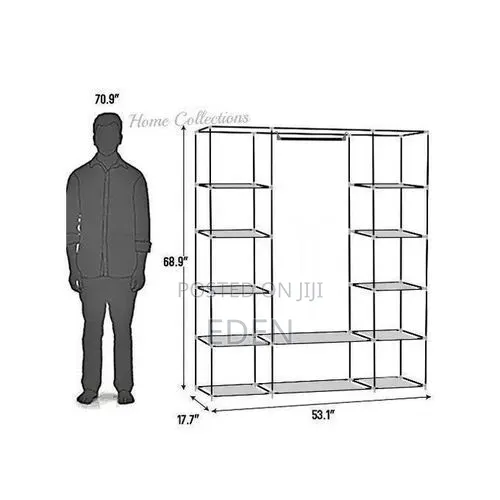 3-Column Cloth Frame Portable Wardrobe Storage - Maroon